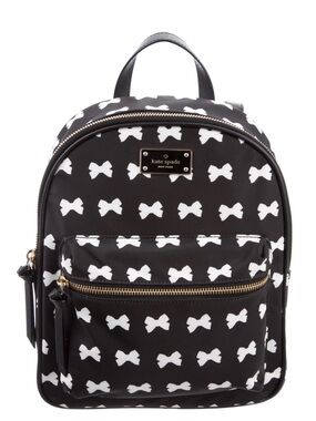 🆕 Kate Spade Wilson Road Bradley Bow Pattern Backpack, Black & White, Nylon